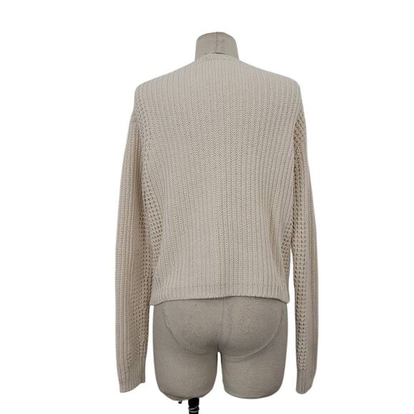 Vince Italian Cotton Waffle Stitch Sweater Sz S Beige Cream Thick Minimalist - Picture 6 of 11